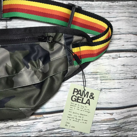 NEW Pam & Gela Belt Bag Crossbody Fanny Pack Camo Print Grunge Purse NWT $175 - Picture 5 of 12